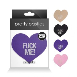 Nipple Stickers Hearts Fuck Me Assorted, 4 Pairs