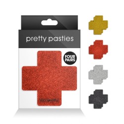 Nipple Stickers Glitter Cross Assorted, 4 Pairs