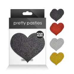 Nipple Stickers Glitter Heart Assorted, 4 Pairs