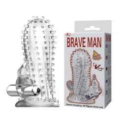 Brave Man Clear Vibrating Penis Sleeve