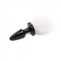 Black Butt Plug Fur Bunny Tail Anal Plug White