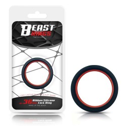Penis Ring 100% Solid Silicone 3.6 Cm Red And Black