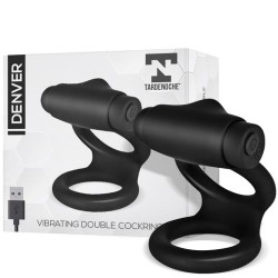 Denver Double Cockring With Vibrating Bullet Usb Silicone Black