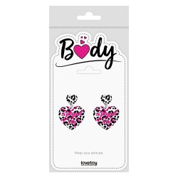 ��������� Body Leopard Print Heart Earrings