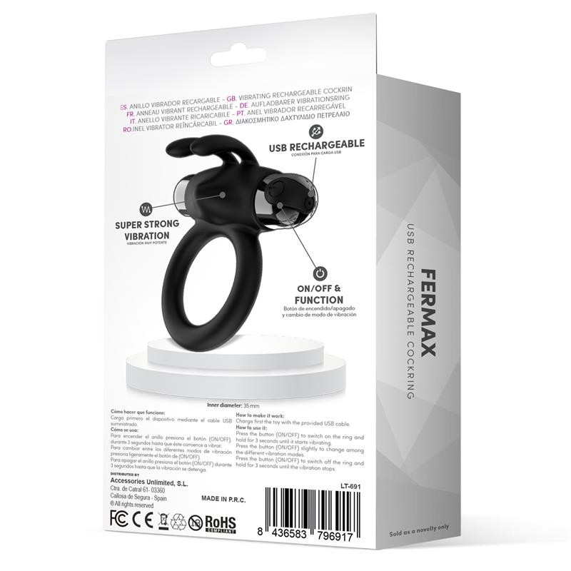 Насадка на пенис Fermax Vibrating Ring Rabbit Black. Артикул: IXI65449