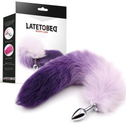 Anal Plug Purple White Foxy Tail Size S