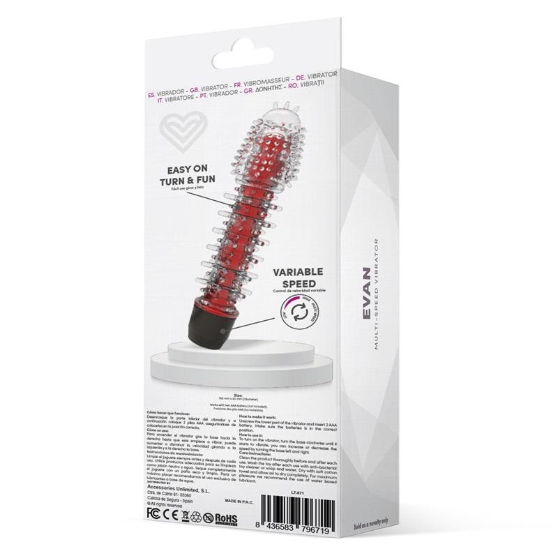 Вибратор с пупырышками Evan Vibe Multi Speed Red. Артикул: IXI65645