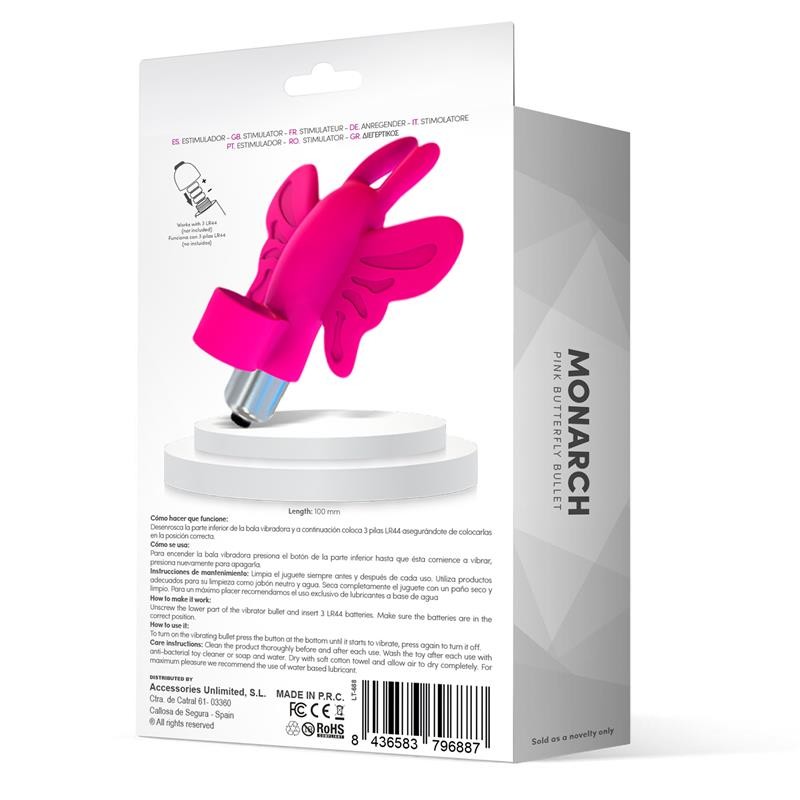 Клиторальный вибратор Monarch Butterfly Vibrating Bullet Pink. Артикул: IXI65667