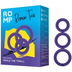 ������� ����������� ������ Remix Trio Set Of 3 Purple Silicone Penis Rings