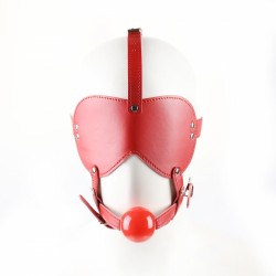 Leather Hood Mouth Gag Mask