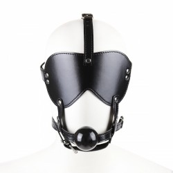 Leather Hood Mouth Gag Mask