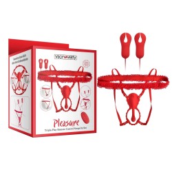 Triple-Play Remote Control Strap-On Clitoral Stimulator Set