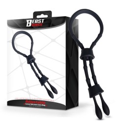 ����������� ����� Double Lasso Adjustable Silicone Cock Ring Black